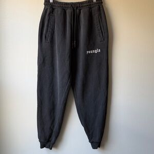 YoungLA Black Men's drawstring Tapered Logo Joggers size L